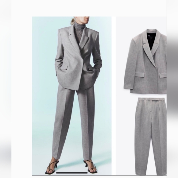Zara Jackets & Blazers - Zara suit Coord oversized doublebreast blazer M & menswear straight leg pants M